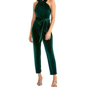 Rachel Roy Harland Open-back Velvet Jumpsuit In Evergreen